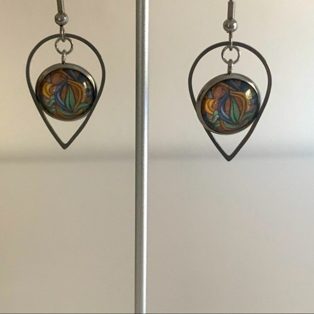 Pretty Colorful Succulent Earrings, NWT, Handmade